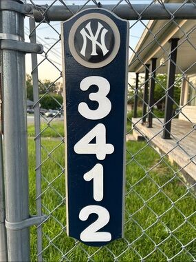 New York Yankees “VERTICAL - 3D” Address Sign for your home (with your address)